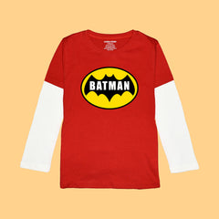 BATMAN BOYS LONG SLEEVE RED & WHITE T.SHIRT & SHORTS (SF-26702)