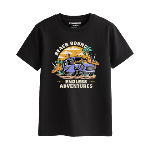 BEACH BOUND BOYS SHORT SLEEVE BLACK T.SHIRT & FOOTBALL PRINTED SHORTS (SF-29203)