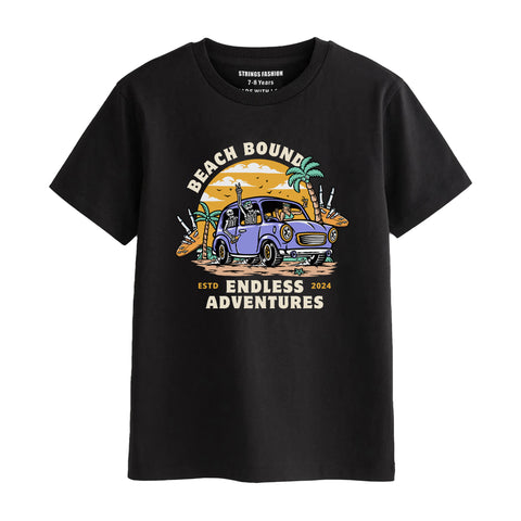 BEACH BOUND BOYS SHORT SLEEVE BLACK T.SHIRT & BOX PRINTED SHORTS (SF-28103)