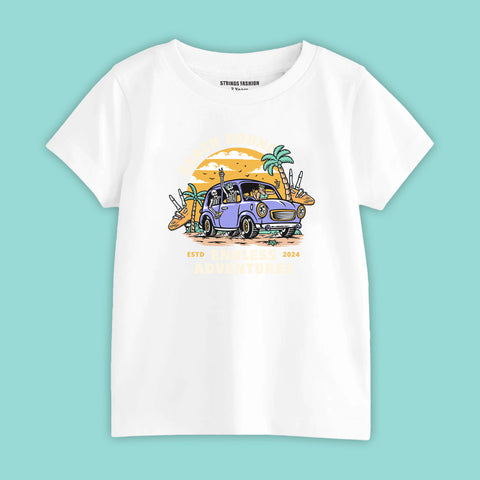 BEACH BOUND BOYS SHORT SLEEVE WHITE T.SHIRT & BLACK SHORTS (SF-27904)