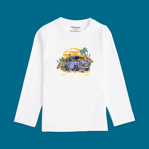 BEACH BOUND BOYS LONG SLEEVE WHITE T.SHIRT & SHORTS (SF-27703)