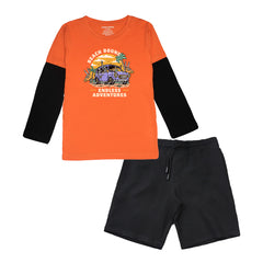 BEACH BOUND BOYS LONG SLEEVE T.SHIRT & SHORTS (SF-25703)