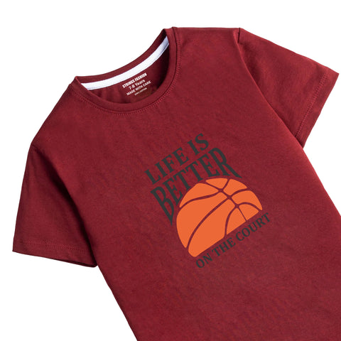 MAROON GRAPHICS COURT T-SHIRT