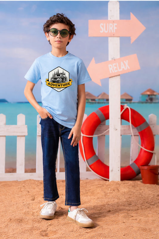 SKY BLUE GRAPHIC T-SHIRT PRINTED ADVENTURE 1024