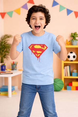 SKY BLUE GRAPHIC T-SHIRT PRINTED SUPERMAN