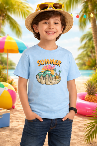 SKY BLUE GRAPHIC T-SHIRT PRINTED SUMMER