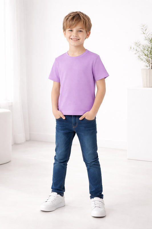 PURPLE JACQUARD FABRIC BOYS T-SHIRT 1024