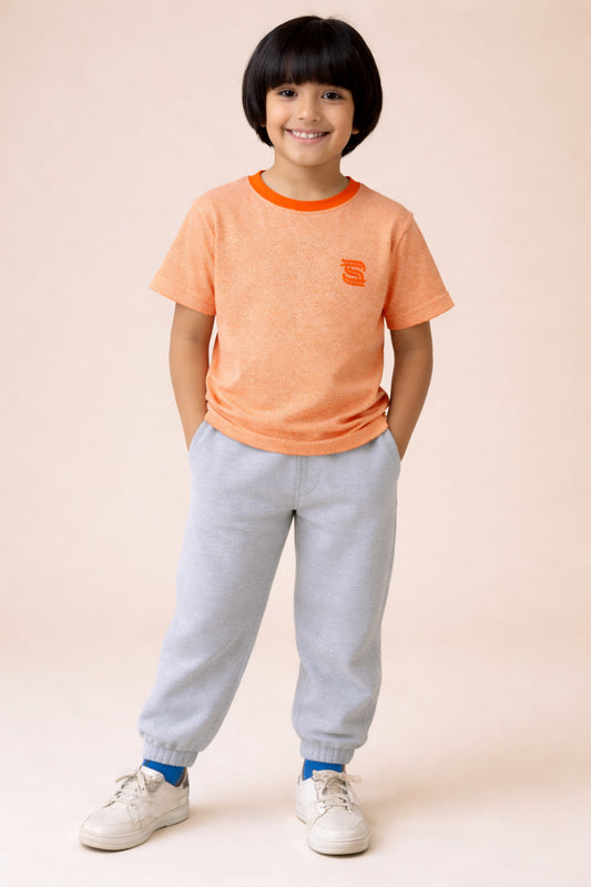 ORANGE WHITE POPCONE BOYS SHIRT 1024