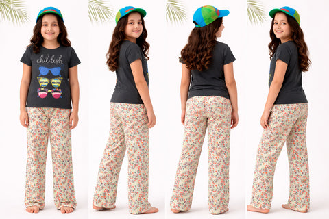 GIRLS FLORAL PRINTED BELL BOTTOM PENT