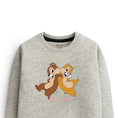Digital Printed Chip & Dale Junior Grey Header Color Girls Long Sleeve Sweat-Shirt