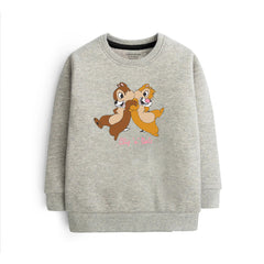 Digital Printed Chip & Dale Junior Grey Header Color Girls Long Sleeve Sweat-Shirt