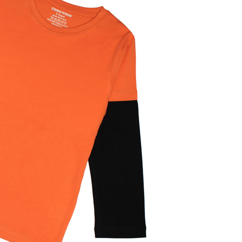 JUNIOR CELOSIA ORANGE (Black Arms) COLOR BOYS LONG SLEEVE T.SHIRT