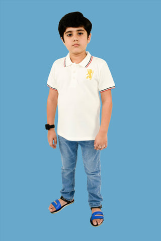 JUNIOR SNOW-WHITE COLOR BOYS SHORT SLEEVE (POLO) T.SHIRT