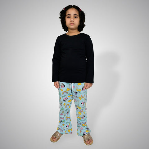Junior Jet Black Color Girls Long Sleeve T.Shirt