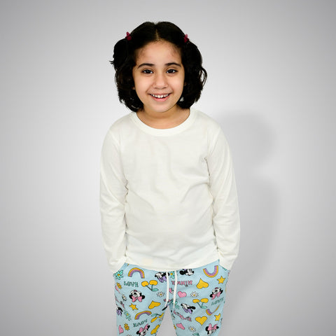 Junior Snow-White Color Girls Long Sleeve T.Shirt