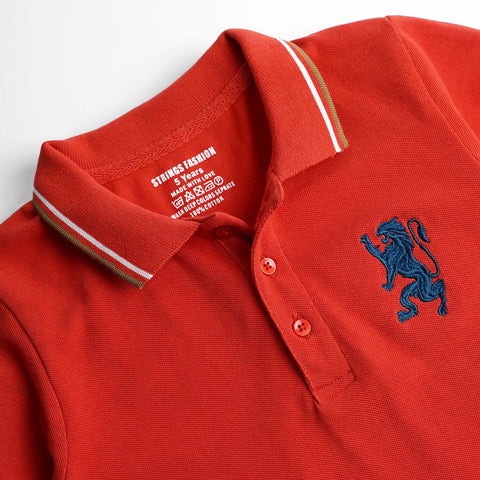 JUNIOR MANDARIN RED COLOR BOYS SHORT SLEEVE (POLO) T.SHIRT