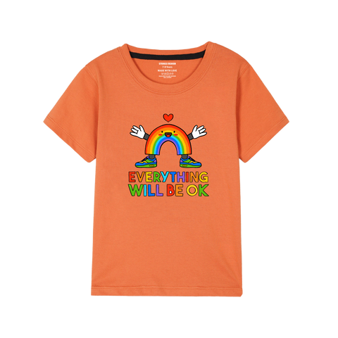 RAINBOW PRINTED ORANGE BOYS T.SHIRT