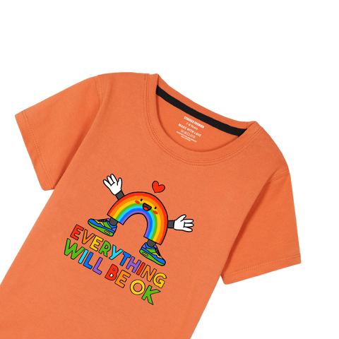 RAINBOW PRINTED ORANGE BOYS T.SHIRT