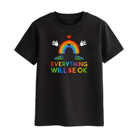 EVERYTHING WILL BE OK BOYS SHORT SLEEVE BLACK T.SHIRT & SHORTS (SF-27804)