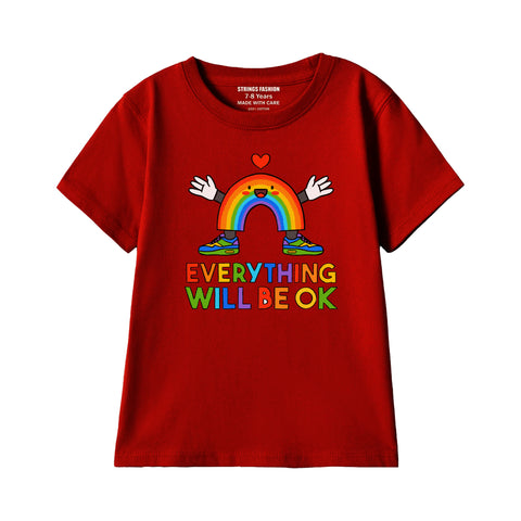 EVERYTHING WILL BE OK BOYS SHORT SLEEVE MEHROON T.SHIRT &  SHORTS (SF-29304)