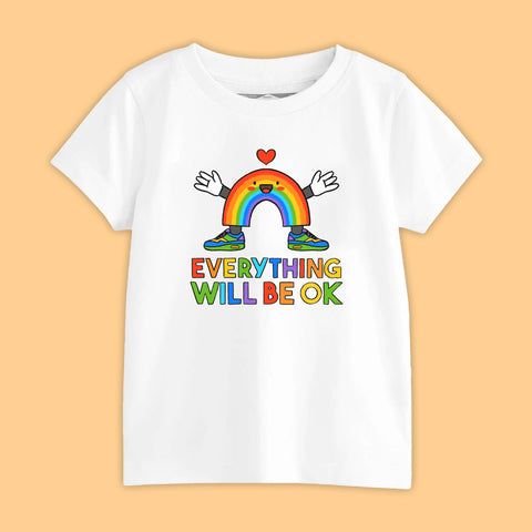 EVERYTHING WILL BE OK BOYS SHORT SLEEVE WHITE T.SHIRT & PRINTED SHORTS