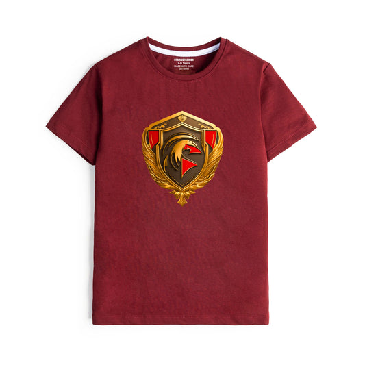 MAROON GRAPHICS FALCON BADGE T-SHIRT 2000