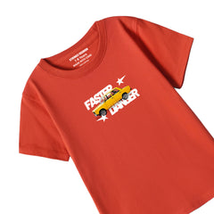 FASTER DANGER PRINTED RED JUNIOR BOYS T.SHIRT