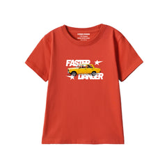 FASTER DANGER PRINTED RED JUNIOR BOYS T.SHIRT