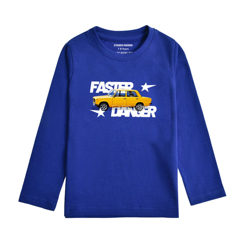 FASTER DANGER NAVY PEONY COLOR BOYS LONG SLEEVE T.SHIRT
