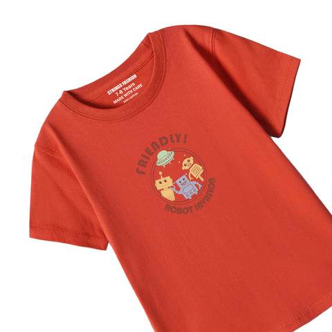 RED GRAPHICS ROBOTIC TECH T-SHIRT