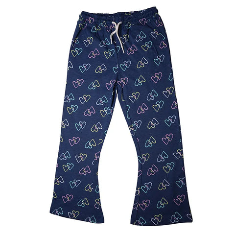 HEART PRINTED NAVY JUNIOR GIRLS TROUSER