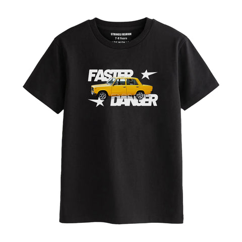 FASTER BOYS SHORT SLEEVE BLACK T.SHIRT & BOX PRINTED SHORTS (SF-28105)
