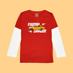 FASTER BOYS LONG SLEEVE RED & WHITE T.SHIRT & SHORTS (SF-26705)