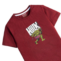 DIGITAL PRINTED HULK JUNIOR MEHROON COLOR BOYS T.SHIRT