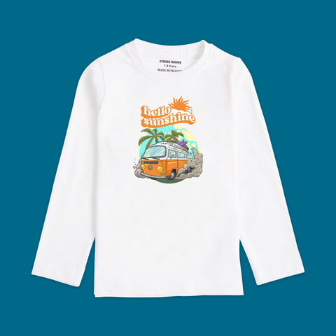 HELLO SUN SHINE BOYS LONG SLEEVE WHITE T.SHIRT & SHORTS (SF-27705)