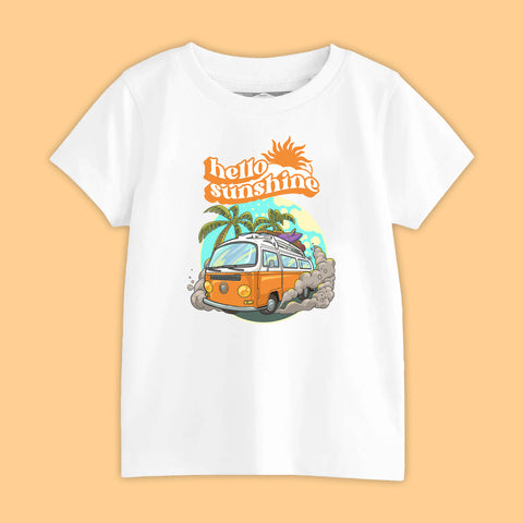 HELLO SUN SHINE BOYS SHORT SLEEVE WHITE T.SHIRT & PLANE PRINTED SHORTS