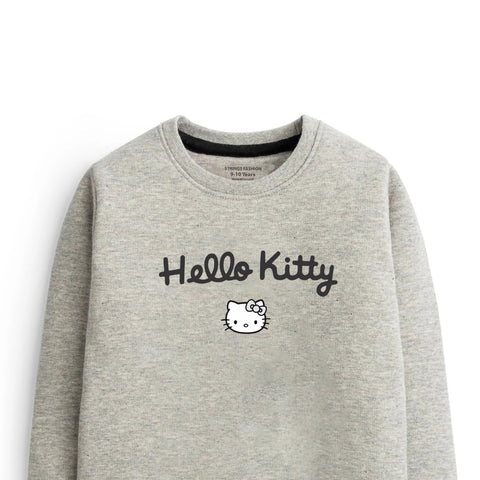 HELLO KITTY JUNIOR GREY HEADER COLOR GIRLS LONG SLEEVE SWEAT-SHIRT
