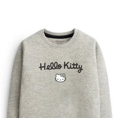 Digital Printed Hello Kitty Junior Grey Header Color Girls Long Sleeve Sweat-Shirt