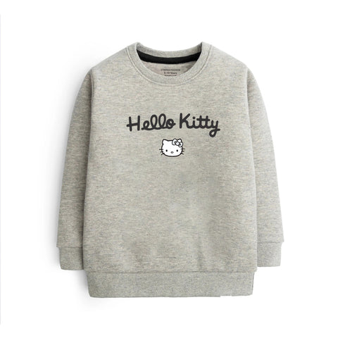 HELLO KITTY JUNIOR GREY HEADER COLOR GIRLS LONG SLEEVE SWEAT-SHIRT