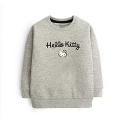 Digital Printed Hello Kitty Junior Grey Header Color Girls Long Sleeve Sweat-Shirt