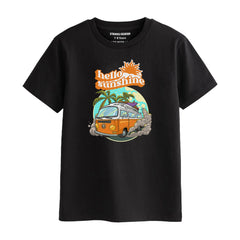 HELLO SUN SHINE BOYS SHORT SLEEVE BLACK T.SHIRT & BOX PRINTED SHORTS (SF-28106)
