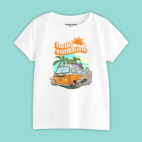 HELLO SUN SHINE BOYS SHORT SLEEVE WHITE T.SHIRT & BLACK SHORTS (SF-27906)