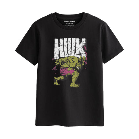 HULK BOYS SHORT SLEEVE BLACK T.SHIRT & FOOTBALL PRINTED SHORTS