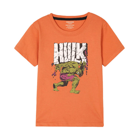 HULK BOYS SHORT SLEEVE ORANGE T.SHIRT & BOXES SHORTS (SF-28907)