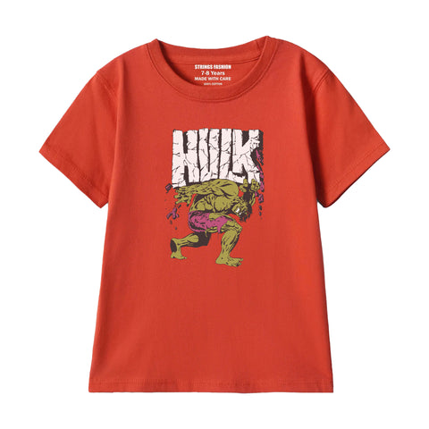 HULK BOYS SHORT SLEEVE RED T.SHIRT & FOOTBALL PRINTED SHORTS
