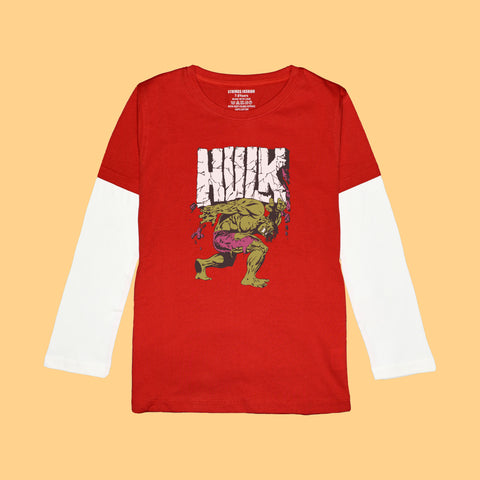 HULK BOYS LONG SLEEVE RED & WHITE T.SHIRT & SHORTS (SF-26707)