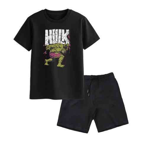 HULK BOYS SHORT SLEEVE BLACK T.SHIRT & SHORTS