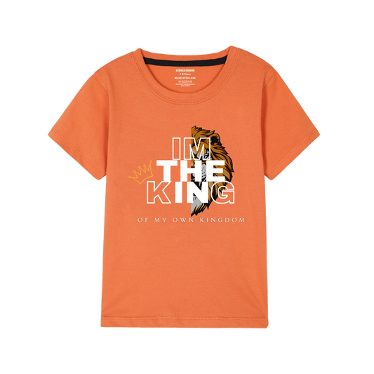 I AM KING PRINTED ORANGE BOYS T.SHIRT 1920