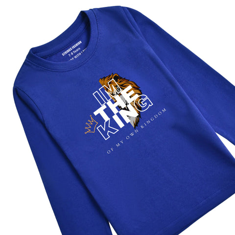 I AM KING NAVY PEONY BOYS LONG SLEEVE T.SHIRT