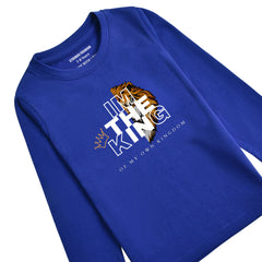 I AM KING NAVY PEONY BOYS LONG SLEEVE T.SHIRT